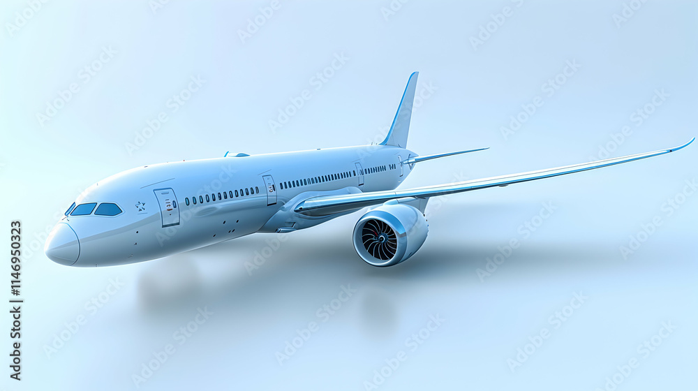 A sleek, modern airplane model showcasing advanced aerodynamics and design features. A sleek, modern airplane model showcasing advanced aerodynamics and design features.