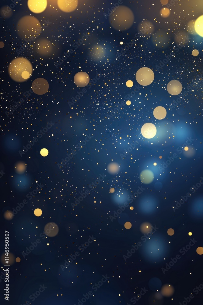 Elegant abstract background with blue and gold bokeh lights for festive designs Elegant abstract background with blue and gold bokeh lights for festive designs