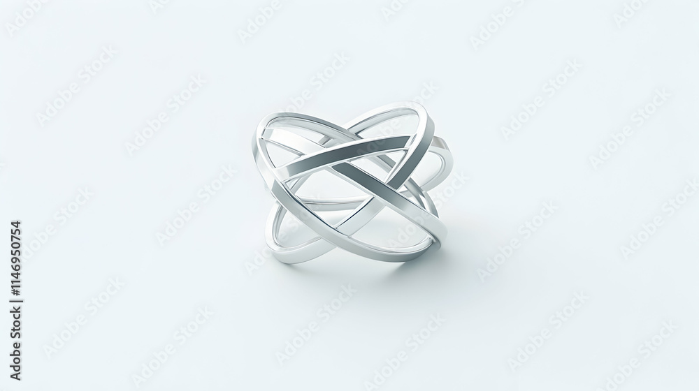 A 3D rendering of an intertwined metallic sculpture with a sleek, modern design. A 3D rendering of an intertwined metallic sculpture with a sleek, modern design.