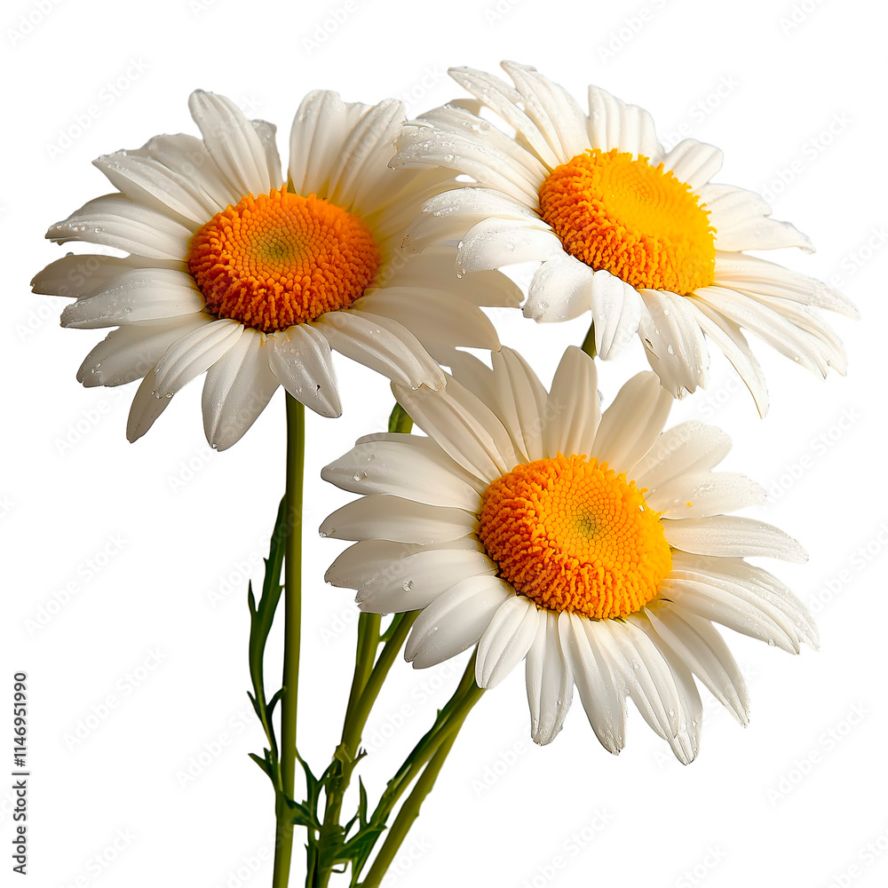 Naklejka premium bouquet of flowers chamomile on transparent background. pdf