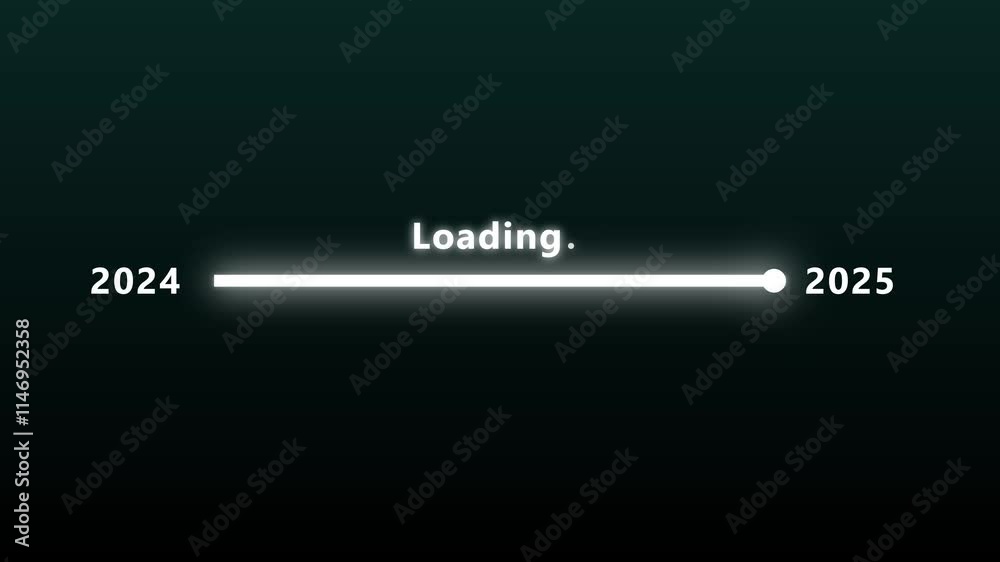 Year change concept. New year 2025 loading bar animation on background. New year 2024 to 2025 loading animation . Year change concept. New year 2025 loading bar animation on background. New year 2024 to 2025 loading animation .