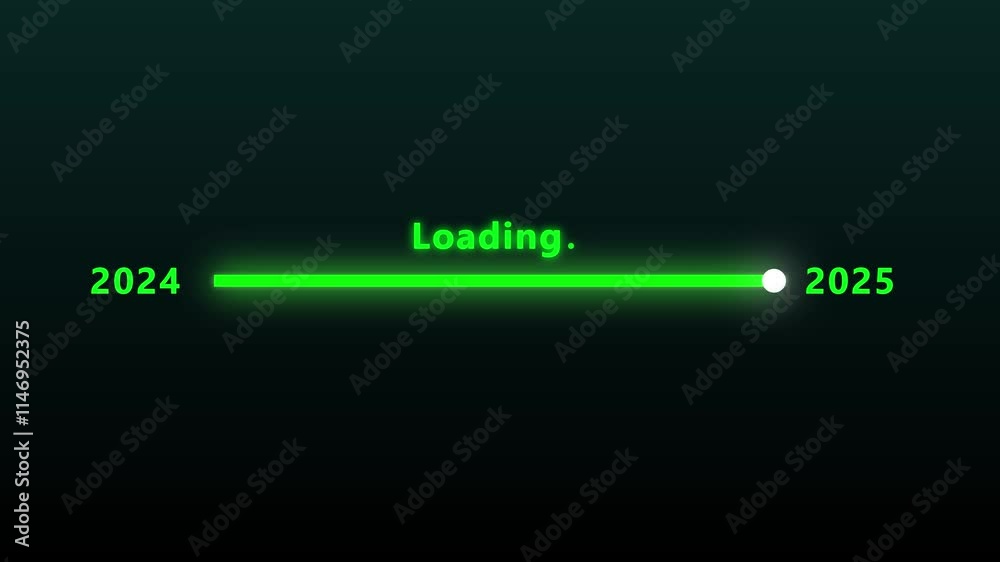 Year change concept. New year 2025 loading bar animation on background. New year 2024 to 2025 loading animation . Year change concept. New year 2025 loading bar animation on background. New year 2024 to 2025 loading animation .