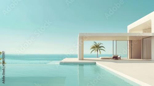 Minimalist design with clean lines and subtle imagery for an elegant beach holiday campaign