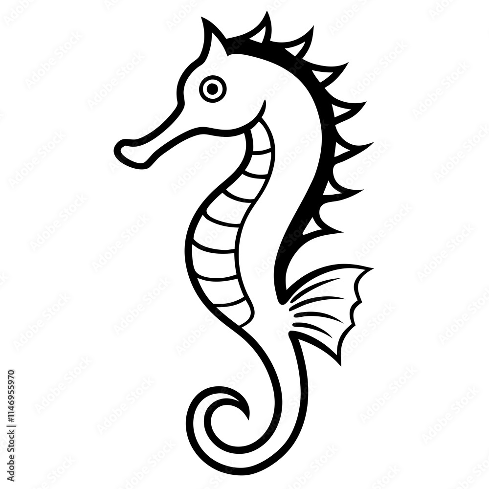 Fototapeta premium seahorse line art vector