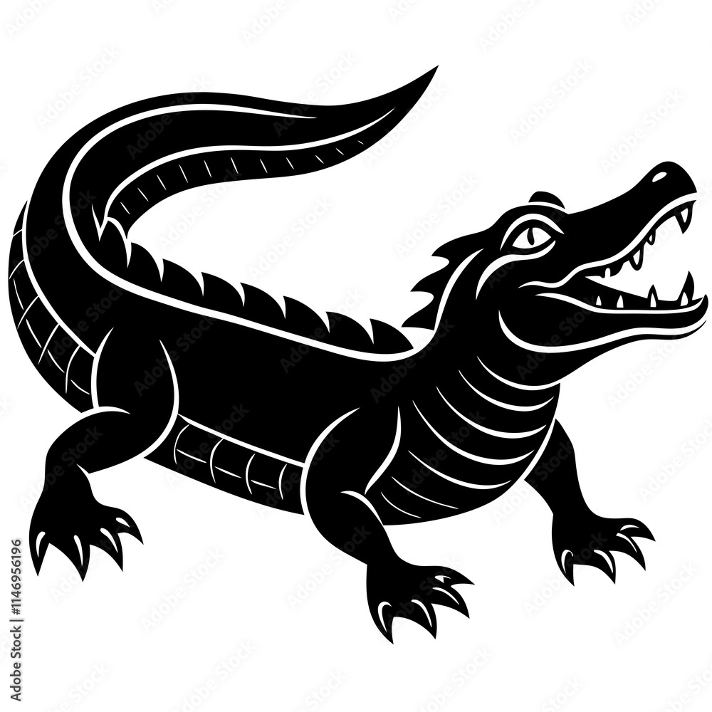 Obraz premium crocodile line art vector