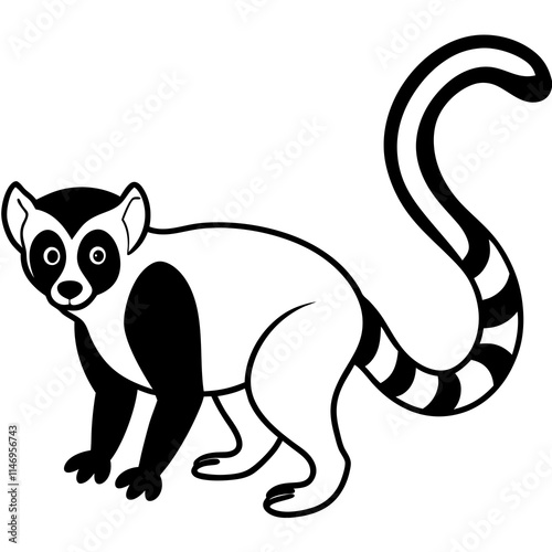 lemur line art vector photo