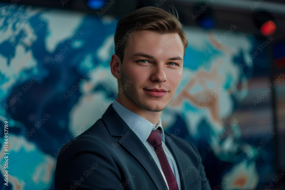 Generative AI professional male female Television Reporter in broadcast Studio with Camera Generative AI professional male female Television Reporter in broadcast Studio with Camera