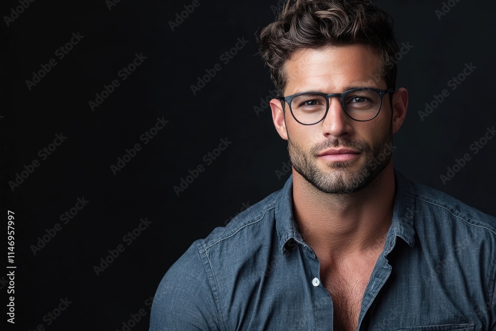 attractive man dressed casual wearing glasses studio shot copy space attractive man dressed casual wearing glasses studio shot copy space