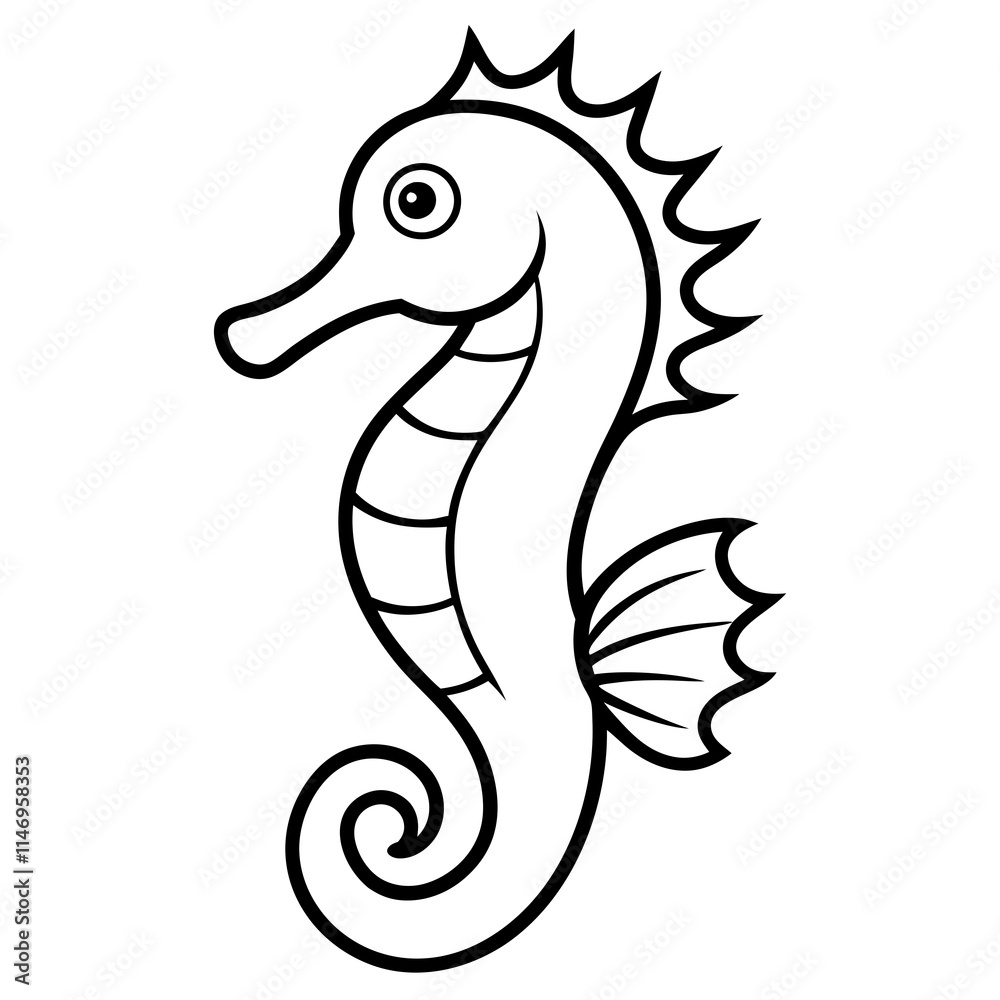 Obraz premium seahorse line art vector