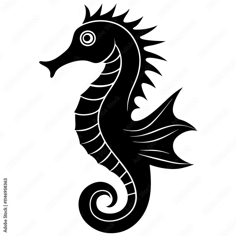 Naklejka premium seahorse silhouette vector illustrator