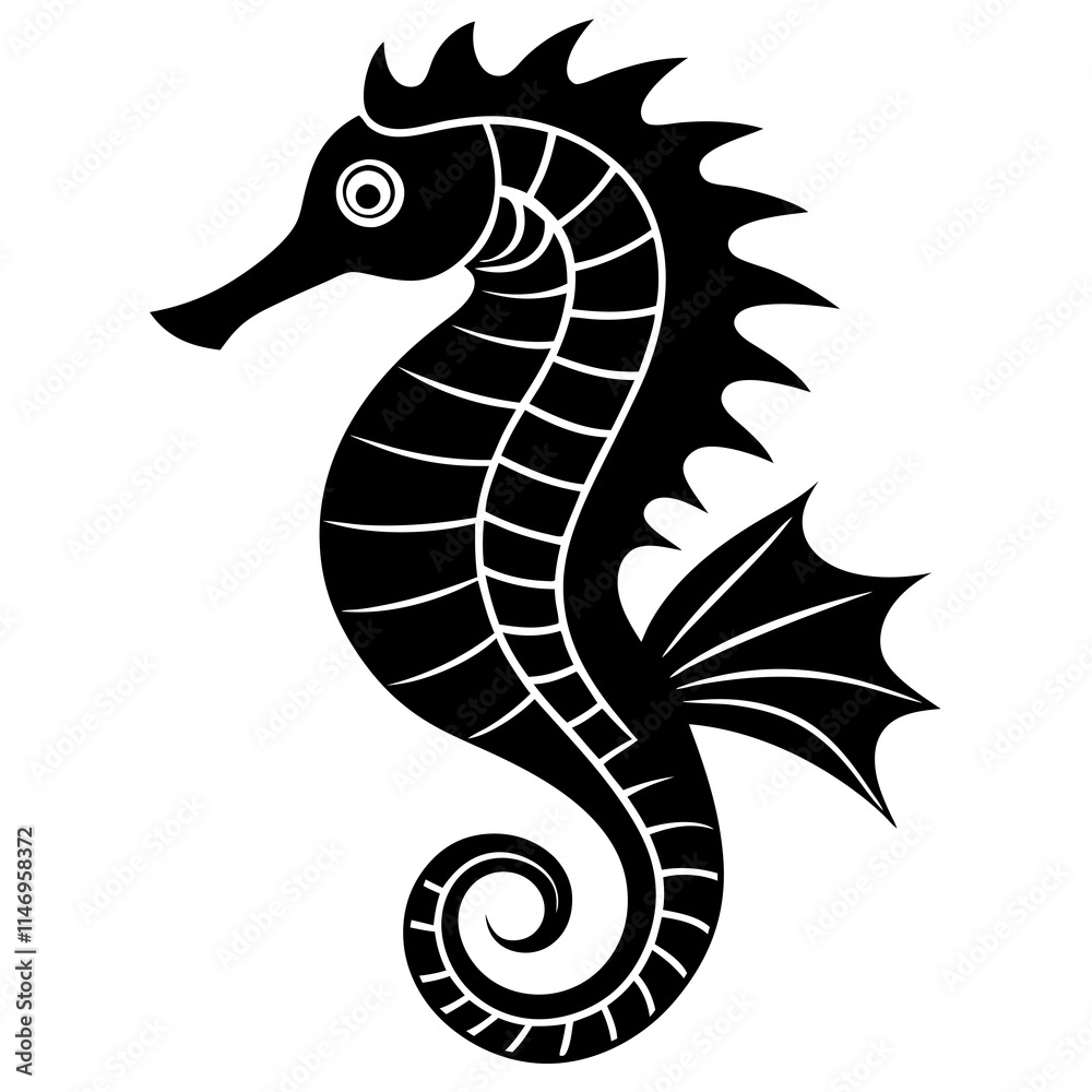 Obraz premium seahorse silhouette vector illustrator