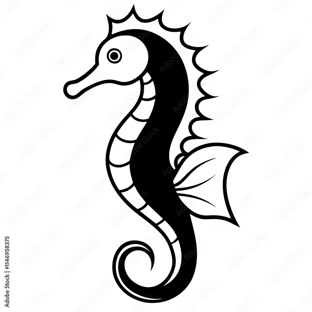 Naklejka premium seahorse line art vector