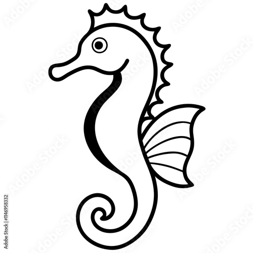 seahorse line art vector