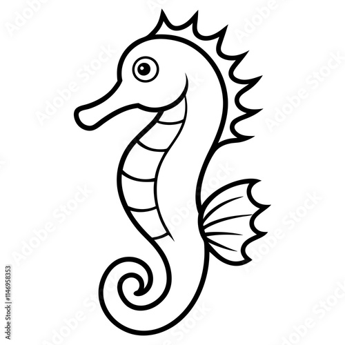 seahorse line art vector photo