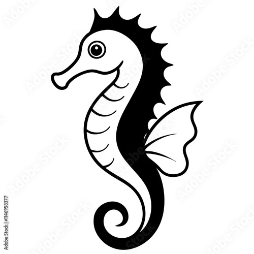 seahorse line art vector