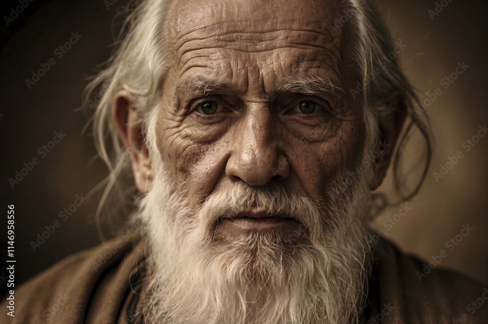 Portrait of Biblical Old Man in Sepia. Patriarch Abraham, Isaac or Jacob Portrait of Biblical Old Man in Sepia. Patriarch Abraham, Isaac or Jacob