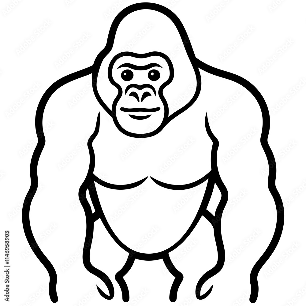 Fototapeta premium gorilla line art vector
