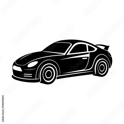 racing car silhouette, black and white silhouette, vector and illustration