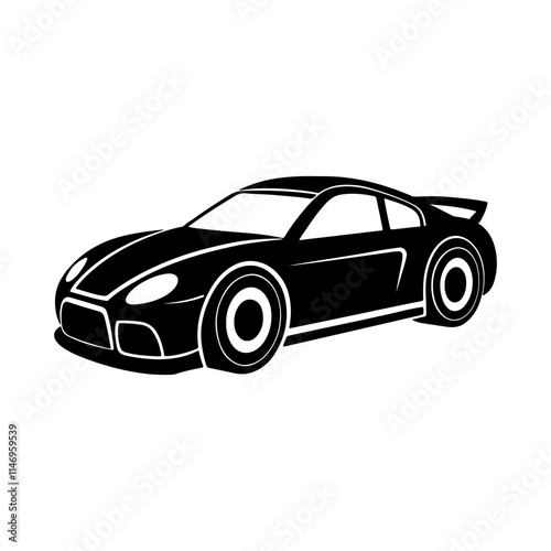 racing car silhouette, black and white silhouette, vector and illustration