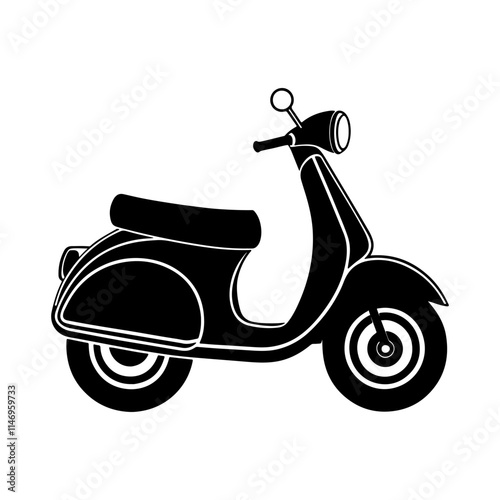 scooter silhouette, black and white silhouette, vector and illustration