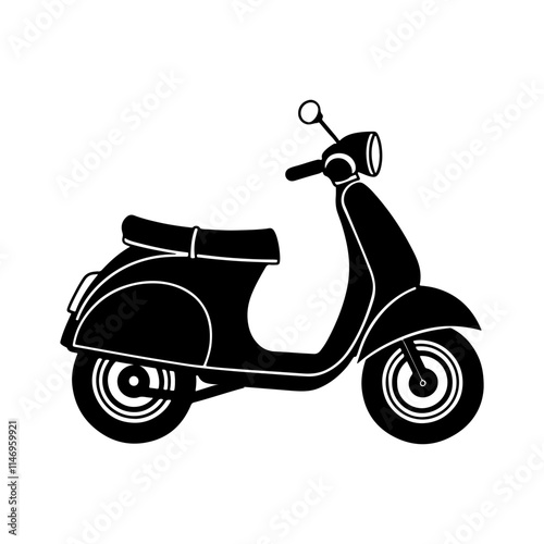 scooter silhouette, black and white silhouette, vector and illustration