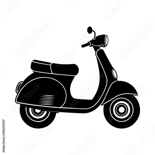 scooter silhouette, black and white silhouette, vector and illustration