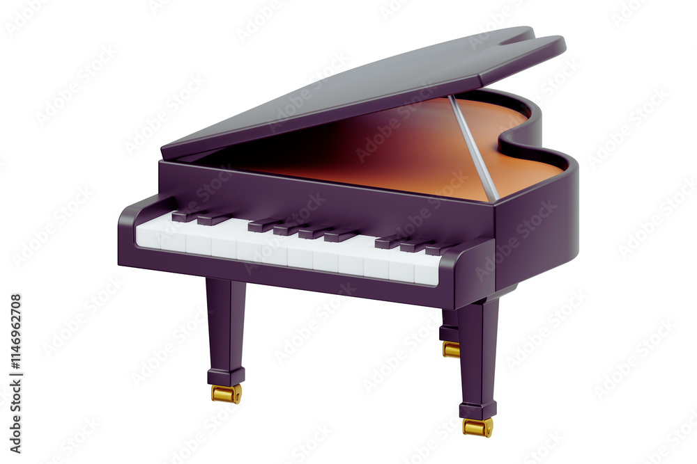 3D piano illustration on the white background 3D piano illustration on the white background
