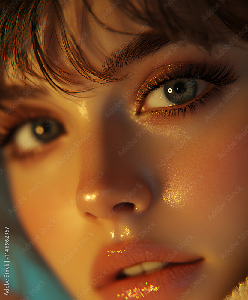Fototapeta premium Ethereal Close-Up Portrait with Dramatic Lighting