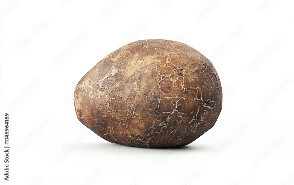 A single potato with natural textured skin, realistic macro photo isolated on clear white background A single potato with natural textured skin, realistic macro photo isolated on clear white background