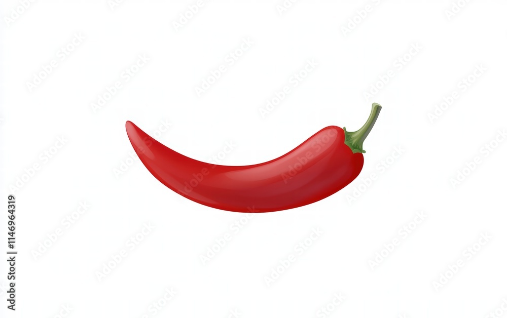 A single red chili pepper with a natural curve, realistic photo isolated on clear white background A single red chili pepper with a natural curve, realistic photo isolated on clear white background