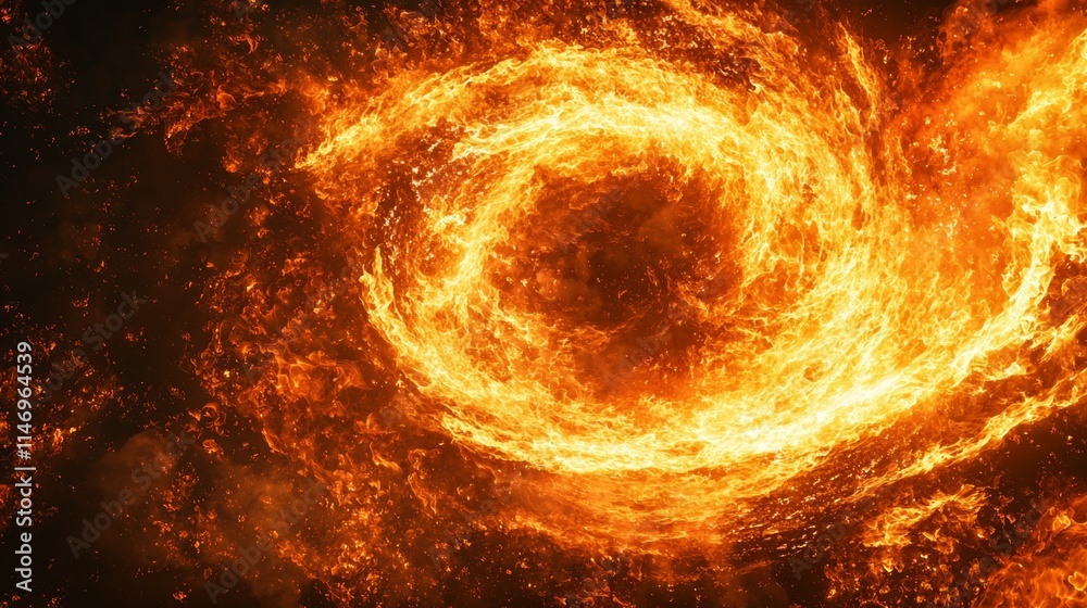 Fototapeta premium Fire swirls in a captivating display of heat and energy during a nighttime spectacle