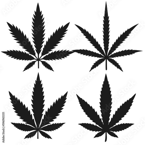 Marijuana vector cannabis leaf weed icon set with a white background