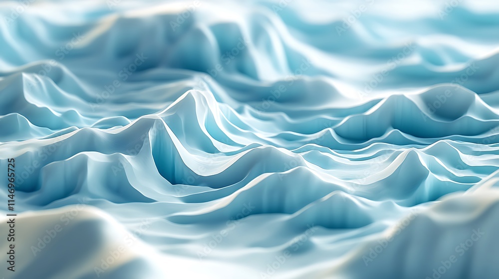 Fototapeta premium Abstract blue 3D textured landscape.