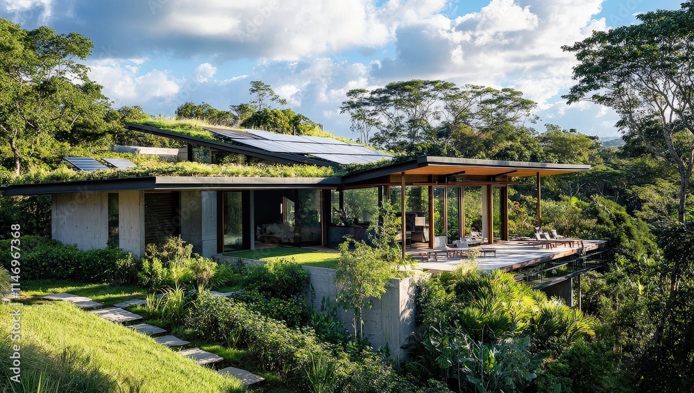 Sustainable Modern Tropical Home: Eco-Friendly Architecture in Lush Rainforest Setting Sustainable Modern Tropical Home: Eco-Friendly Architecture in Lush Rainforest Setting