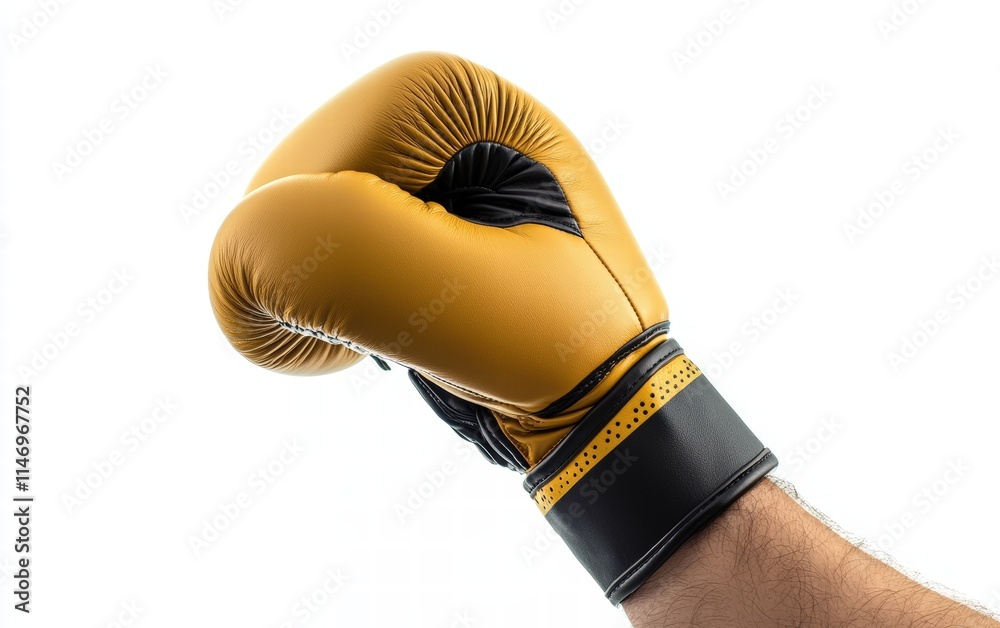 Hand wearing boxing gloves isolated stock photo on white background Hand wearing boxing gloves isolated stock photo on white background