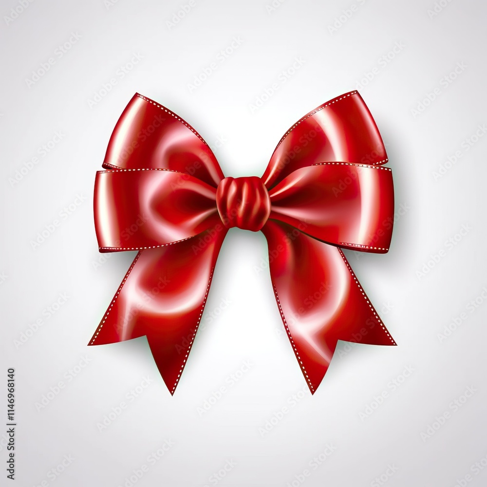 Fototapeta premium Shiny red satin ribbon on white background. Vector bow and red ribbon. --style raw --v 5.1 Job ID: 3cf45479-f900-434b-b817-54b2ab75f76a