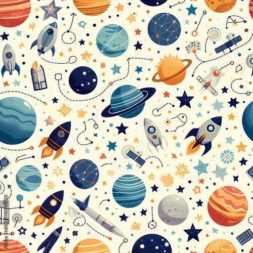 A space background with planets