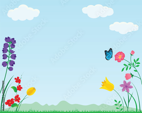 spring season with different kinds of flowers