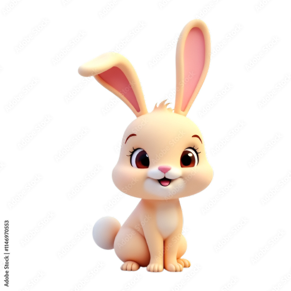 Obraz premium A playful and adorable 3D cartoon style image of a bunny