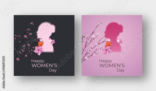 International Women's Day illustration, March 8 Women's Day sale banner social media post web banner