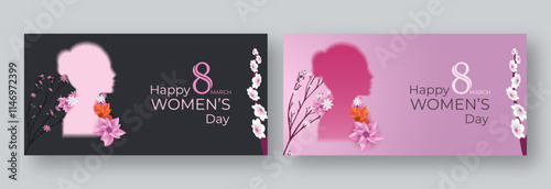 International Women's Day illustration, March 8 Women's Day sale banner social media web banner template