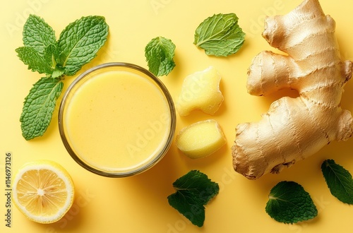 Refreshing Ginger Lemon Mint Smoothie Recipe: A Healthy and Tasty Beverage for a Summer Day photo