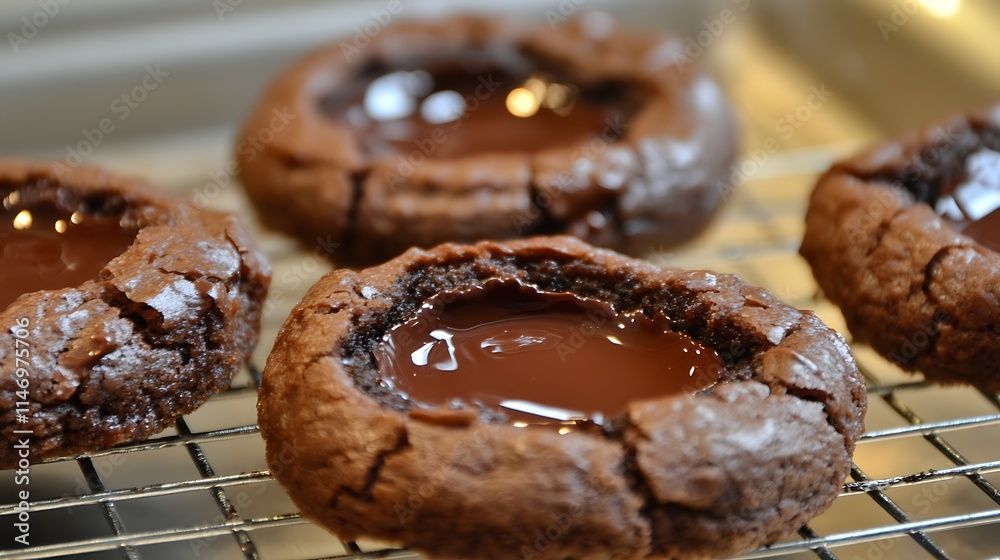 Closeup of cookies with a molten chocolate center
