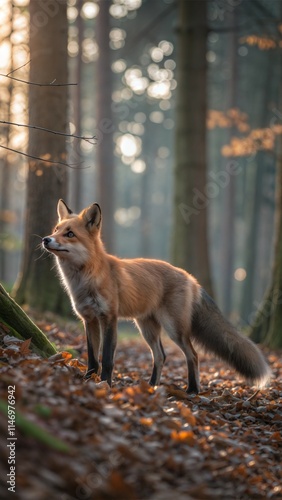 Red fox in the forest photo