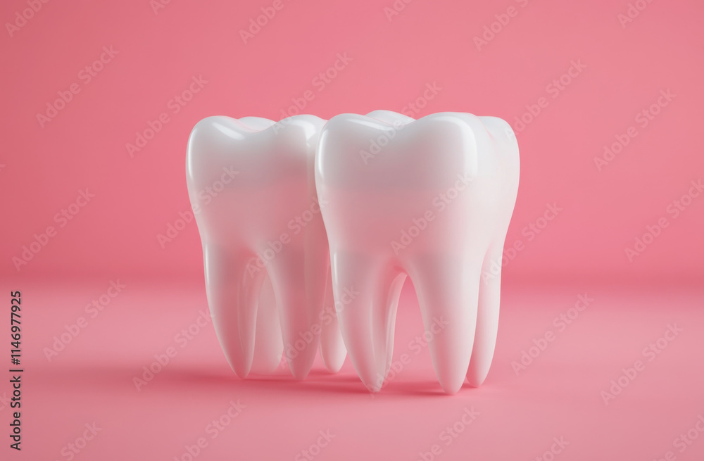 Three white tooth models are arranged together on a soft pink background, highlighting dental care themes. This vibrant arrangement emphasizes the importance of clean teeth and oral health. Three white tooth models are arranged together on a soft pink background, highlighting dental care themes. This vibrant arrangement emphasizes the importance of clean teeth and oral health.