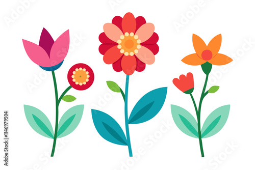 Wallpaper Mural set of colorful flowers Torontodigital.ca