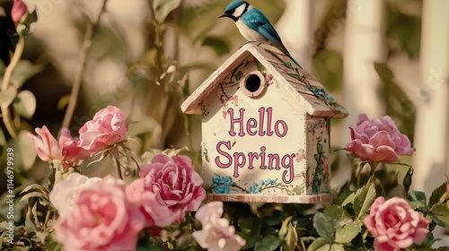 A cute little birdhouse with the words 