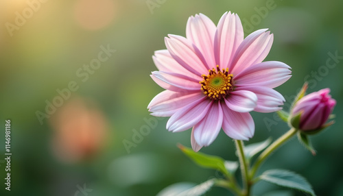 Blush pink Dahlia flowers with a soft background, perfect for romantic text overlays for spring-themed designs.