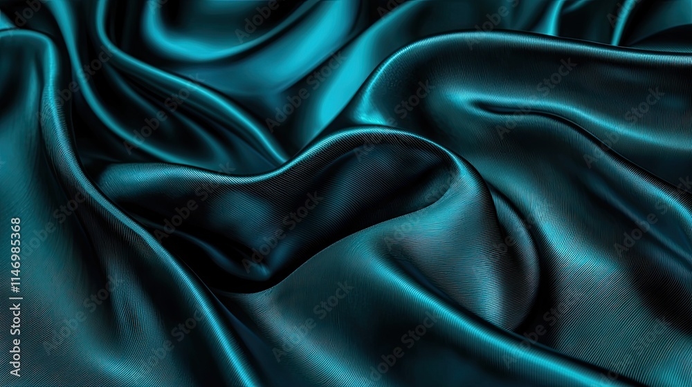Obraz premium Luxurious Teal Silk Fabric Drape Smooth Texture Background