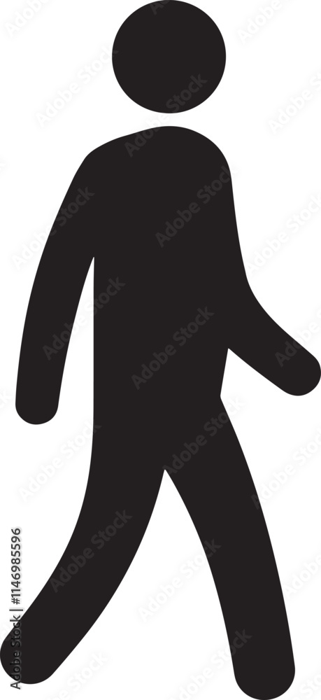 Minimalistic Black Silhouette of a Walking Person with Clean Edges and Accurate Form Minimalistic Black Silhouette of a Walking Person with Clean Edges and Accurate Form